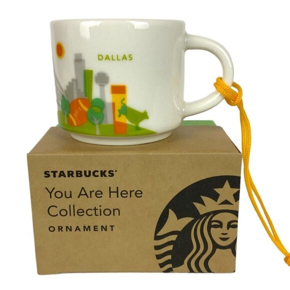 Starbucks Dallas Mini Coffee Cup Ceramic Christmas Ornament 2018 You Are Here - Picture 1 of 6